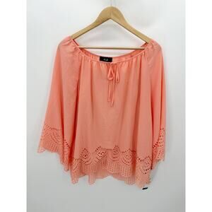 AGB Pink Peach Long Sleeve Built In Bra Top Women's Size X-Large XL